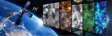 Earth observation satellite with layers of multispectral imagery